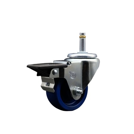 Service Caster 3'' Solid Poly Wheel Swivel 7/16'' Grip Ring Stem Caster with Brake SCC-GR20S314-SPUS-PLB-716138